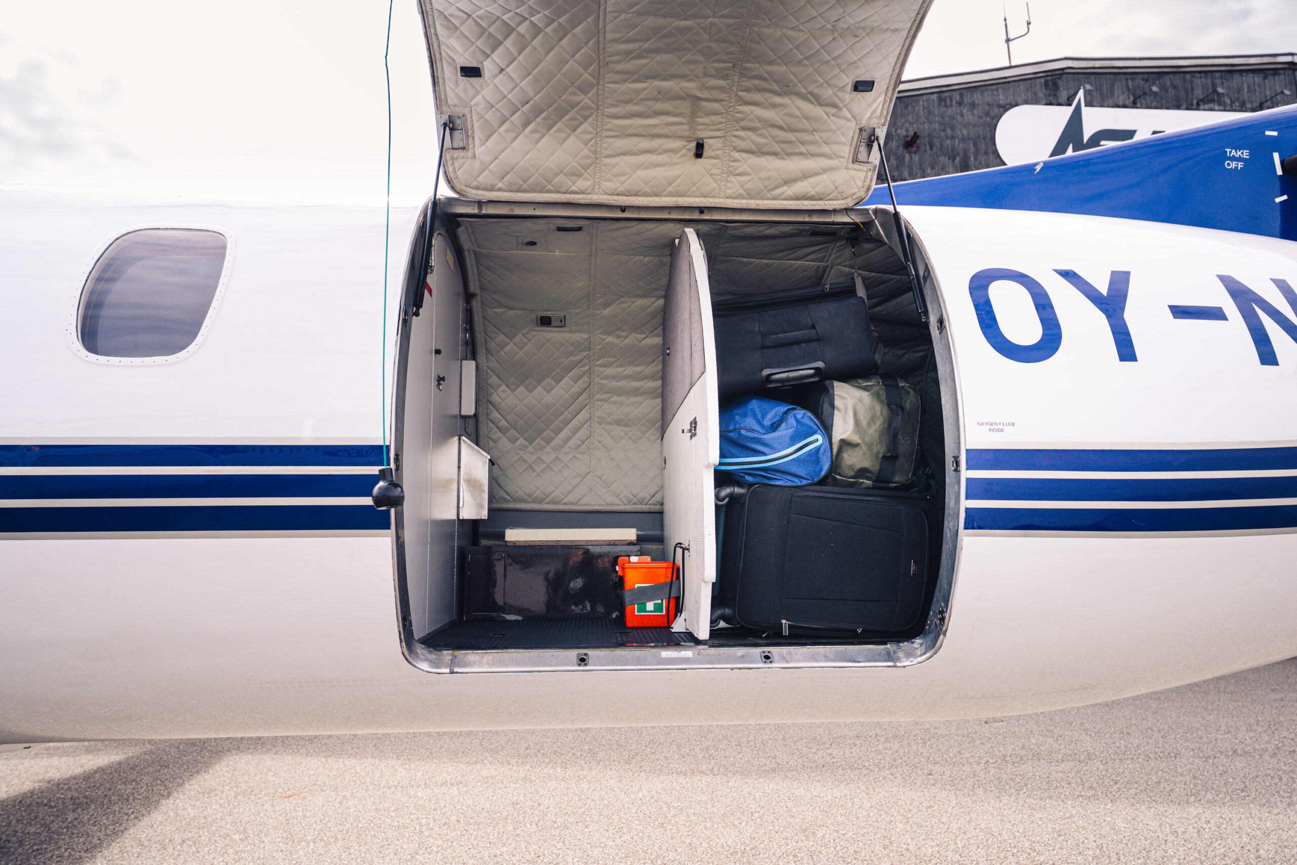 Crew preparing baggage